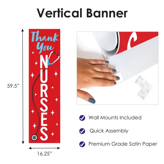 Big Dot of Happiness Thank You Nurses - Nurse Appreciation Week Front Door Decoration - Vertical Banner {4}