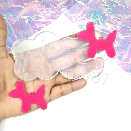Balloon Dog Dangle Earrings Silicone Mold with Loop Hole(C2) {1}