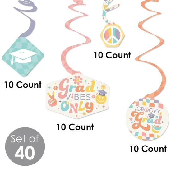 Big Dot of Happiness Groovy Graduation Hippie Decorations Hanging Swirls - Set of 40 {6}