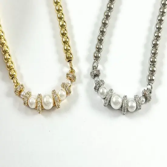 Elegant Pearl CZ Pave Curve Connector in 18K Gold/Silver Plating for DIY Jewelry Making 1 piece {4}