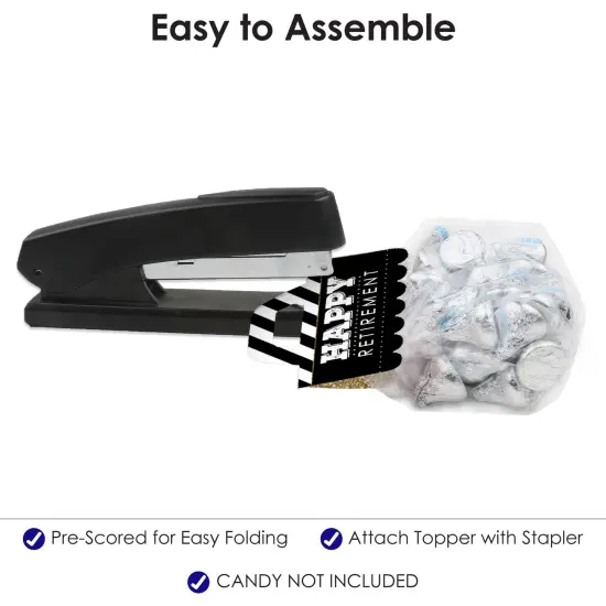 Big Dot of Happiness Happy Retirement - DIY Retirement Party Clear Goodie Favor Bag Labels - Candy Bags with Toppers - Set of 24 {6}