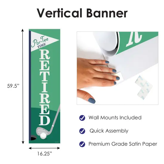 Big Dot of Happiness Par-Tee Time - Golf - Retirement Party Front Door Decoration - Vertical Banner {4}