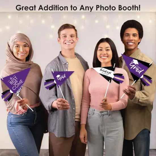Big Dot of Happiness Purple Grad - Best is Yet to Come - Triangle Purple Graduation Party Photo Props - Pennant Flag Centerpieces - Set of 20 {6}