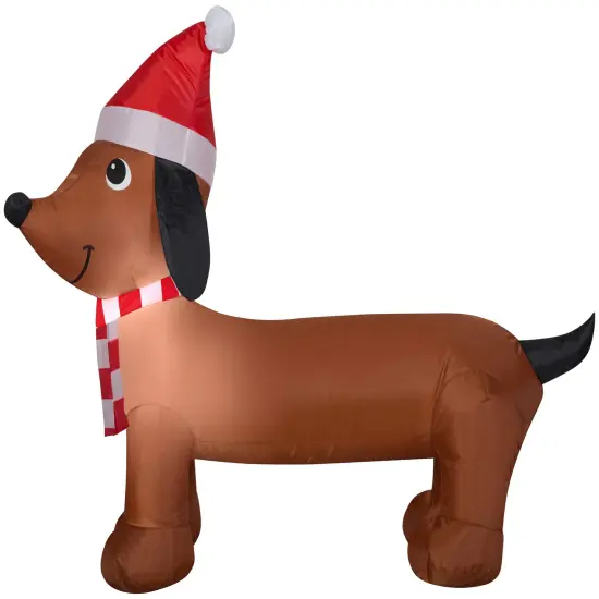 4' Gemmy Airblown Inflatable Christmas Dachshund Weiner Dog Wearing Santa Hat 110176 {1}