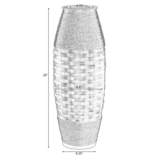 Antique Cylinder Style Floor Vase For Entryway or Living Room, Bamboo Rope, Brown 26 Tall {4}