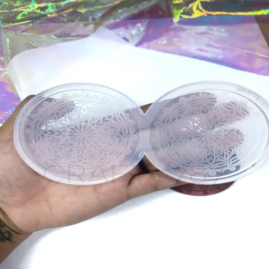 Mandala Circle XL Earring Silicone Mold 2.5in (C7) {2}