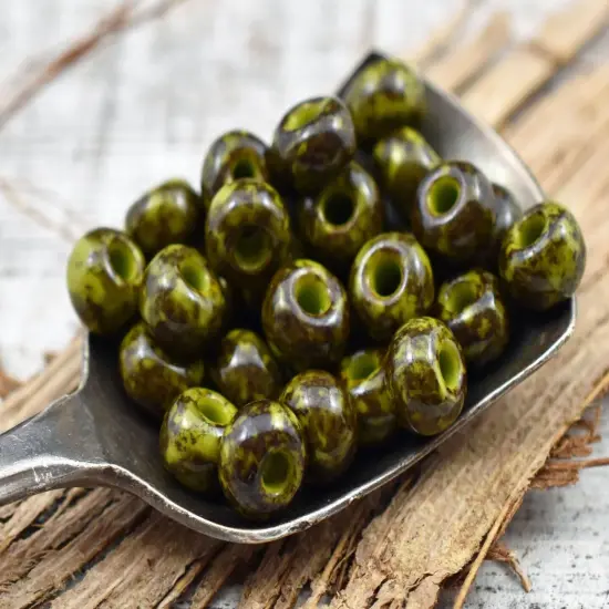 50G Chartreuse Picasso Czech 2/0 Seed Beads {3}