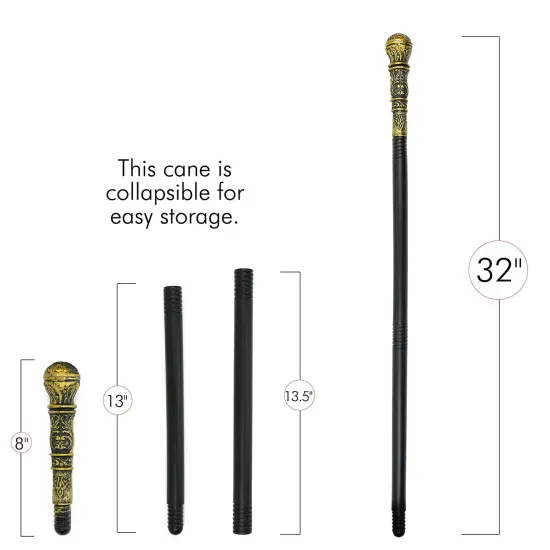 Antique Gold Walking Cane - Elegant Vintage Prop Stick Dress Canes Costume Accessories for All Ages {6}