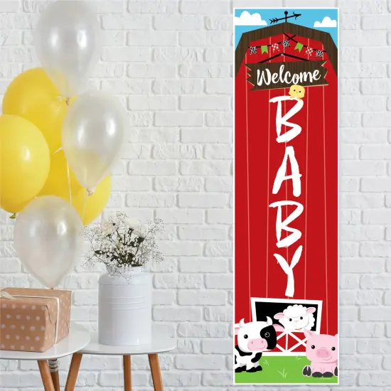 Big Dot of Happiness Farm Animals - Barnyard Baby Shower Front Door Decoration - Vertical Banner {1}