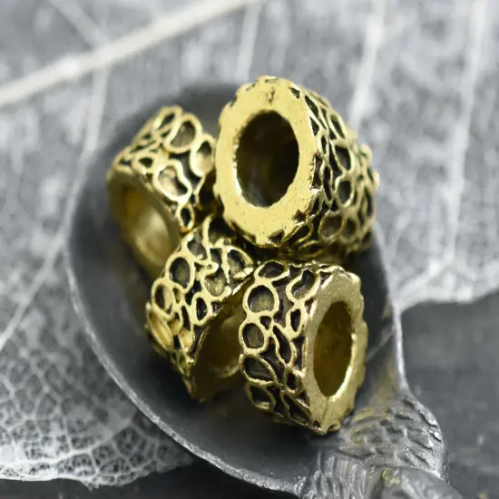 *20* 11x7mm Antique Gold Large Hole Rondelle Beads {3}