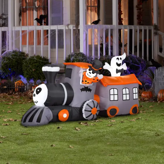 6' Gemmy Airblown Halloween Train w/ Ghost 227923 {2}