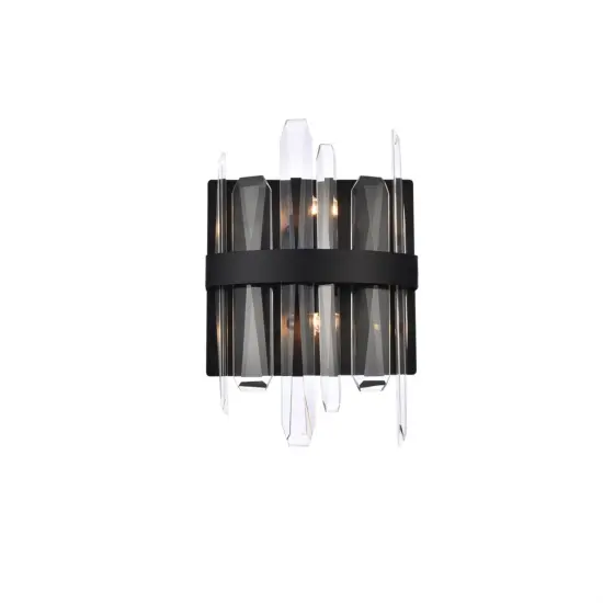 Serena 8 inch crystal bath sconce in black {1}
