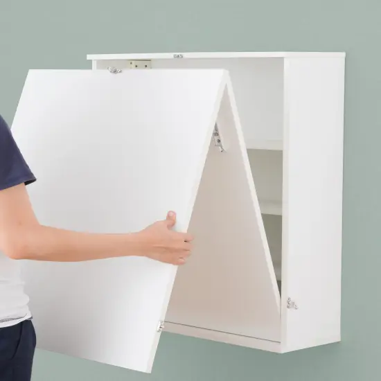 Wall Mount Laptop Fold-out Desk with Shelves White {3}