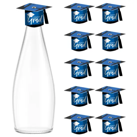 Big Dot of Happiness Blue Grad - Best is Yet to Come - DIY Grad Cap Royal Blue Graduation Party Bottle Topper Decorations - Set of 20 {1}