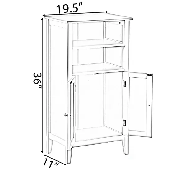 White Bathroom Storage Cabinet with 2 Doors and 2 Open Shelves for Bedroom, Bathroom, and Vanity {6}