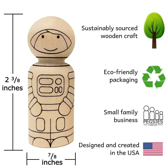 Astronaut and Spaceship Peg Doll Set by Pegsies&trade; {3}