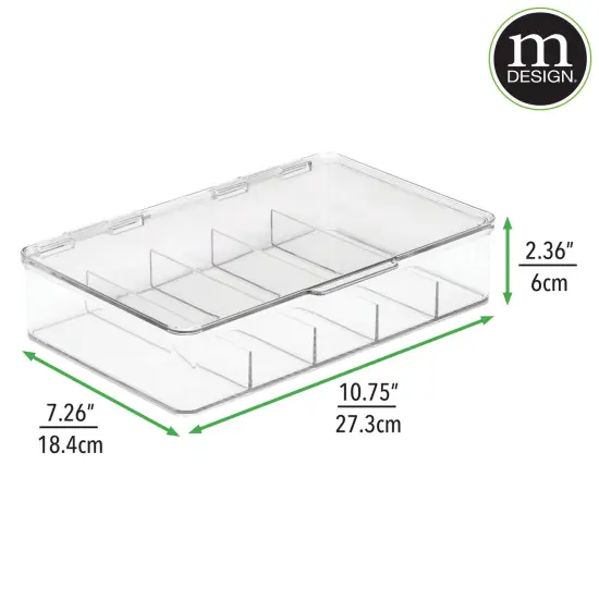 mDesign Plastic Divided First Aid Box Kit, 5 Sections/Hinge Lid, 2 Pack - Clear {3}
