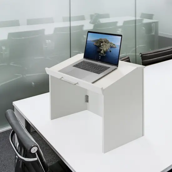 Foldable Tabletop Portable Podium, for Church, School, Office, or Home White {2}