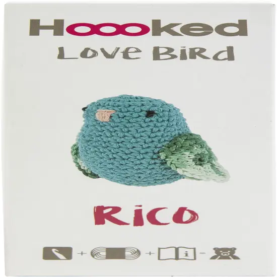 Hoooked Amigurumi DIY Kit W/Eco Barbante Yarn-Love Bird - Turquoise {1}