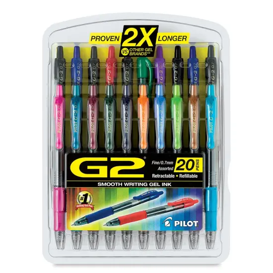 Pilot G2 Gel Pen Set - Assorted Colors, 0.7mm, Wallet Set of 20 {1}