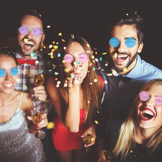 Tinted Round Hippie Glasses Pink Purple and Blue 60's Style Hipster Circle Sunglasses - 12 Pairs {3}