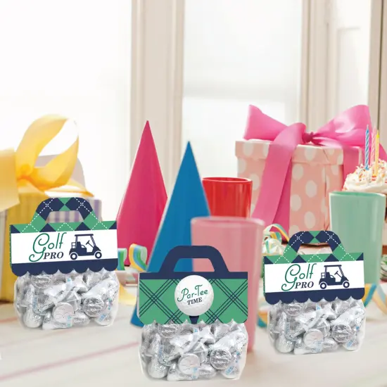 Big Dot of Happiness Par-Tee Time - Golf - DIY Birthday or Retirement Party Clear Goodie Favor Bag Labels - Candy Bags with Toppers - Set of 24 {7}
