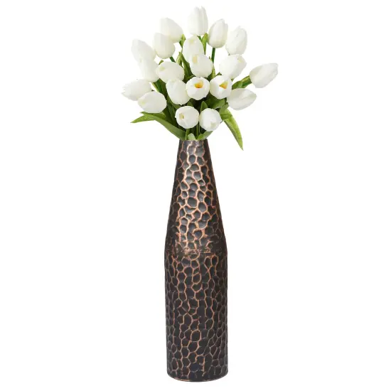 Hammered Metal Decorative Centerpiece Flower Table Vase {7}