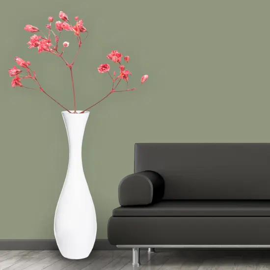 43 Inch Tall White Modern Fiberglass Narrow Trumpet Floor Vase - Contemporary Home Decor Accent Piece for Living Room, Entryway, or Any Room - Sleek Statement Piece for Modern Interior Styling {2}