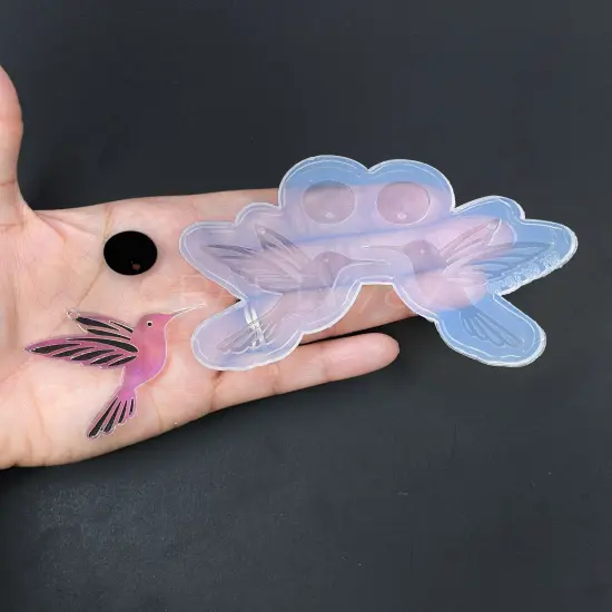 Hummingbird Dangle Earring Silicone Mold (D5) {2}