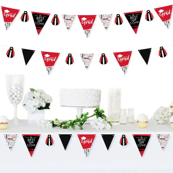 Big Dot of Happiness 30 Piece Red Graduation Party Pennant Triangle Banner {3}