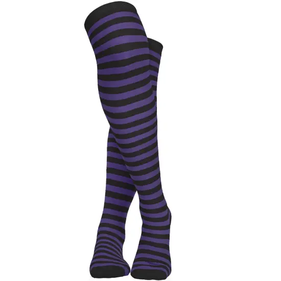 Purple and Black Socks - Over The Knee Striped Thigh High Costume Accessories Stockings for Men, Women and Kids {4}