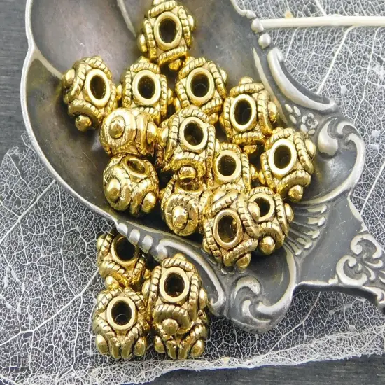 *50* 8x5mm Antique Gold Rounded Rondelle Spacer Beads {2}