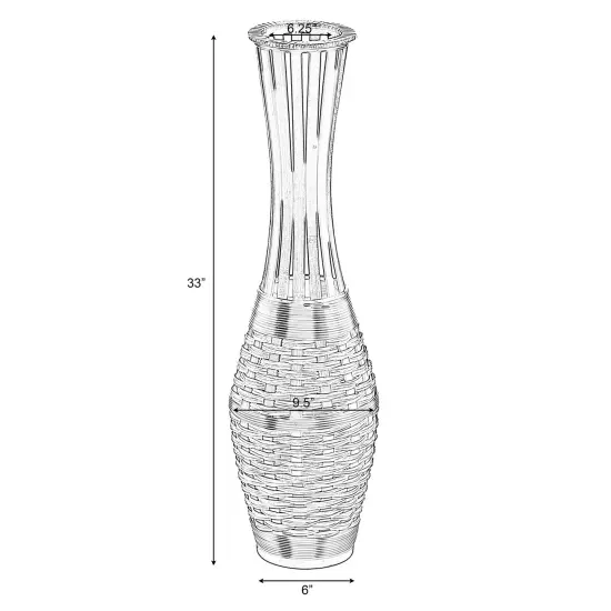 Elegant Antique 34-inch-tall Trumpet Style Floor Vase - Versatile Entryway or Living Room, or Bedroom Decor with Decorative Bamboo Rope Accent - Rich Brown Finish &ndash; Modern Statement Vase {4}