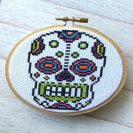Bright Sugar Skull Counted Cross Stitch DIY KIT {4}