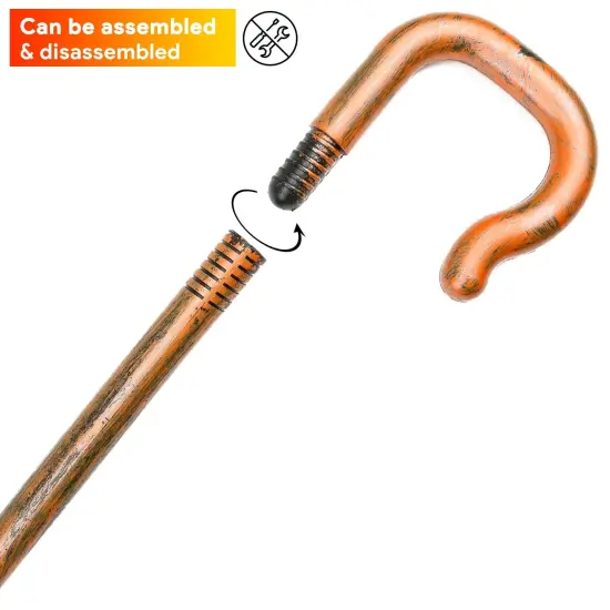 Shepherd's Costume Crook Staff - Shepherd Gold Wood Like Hook Cane for Cosplay and Dress Up {5}
