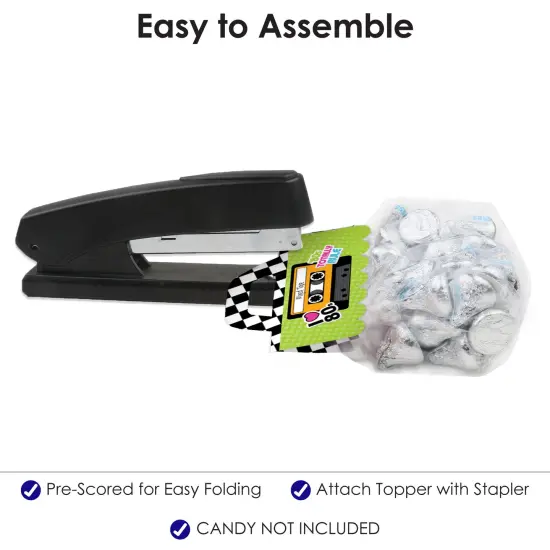 Big Dot of Happiness 80's Retro DIY Totally 1980s Party Clear Goodie Favor Bag Labels Candy Bags with Toppers Set of 24 {6}