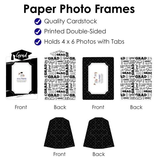 Big Dot of Happiness Black and White Graduation Party Centerpieces - 4x6 Picture Display - Paper Photo Frames - Set of 12 {6}