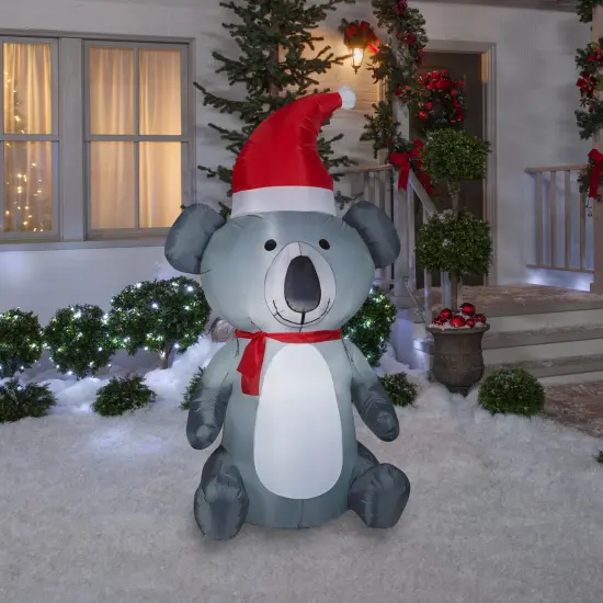6.5' Gemmy Airblown Inflatable Christmas Koala Bear Wearing Santa Hat 112182 {2}