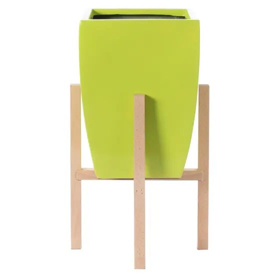 Indoor Decorative Square Planter With Wooden Stand Green {3}