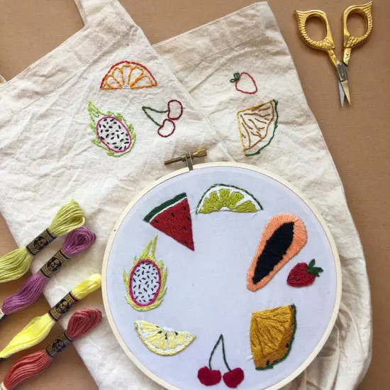 MCreativeJ Fruit - Peel Stick and Stitch Hand Embroidery Patterns {4}