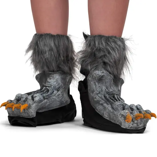 Werewolf Feet Shoe Covers - Silver Grey were Wolf Monster Foot Claws Costume Accessories {2}