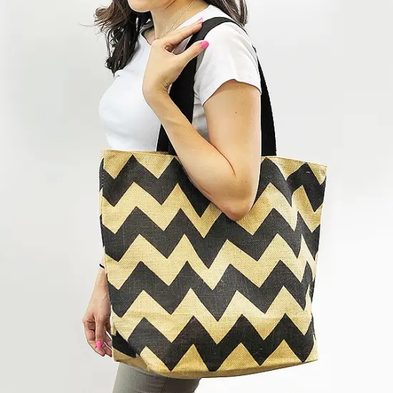Linwood Bold Chevron Stripe Jute Tote Bag Quilting Essential {2}