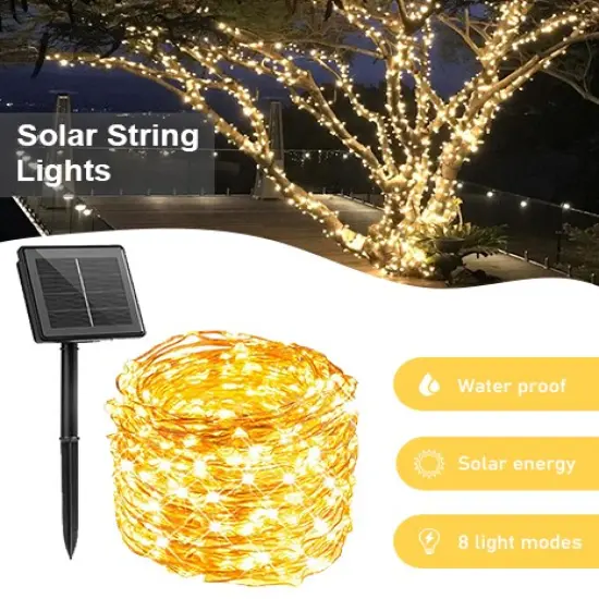 Perfect Holiday Solar Powered 200 LED Copper Wire Fairy Light Multicolor {3}