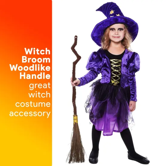 Witch Broomstick Costume Accessories - Realistic Wizard Flying Broom Stick Costumes Accessory for Kids and Adults Brown {2}