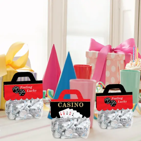 Big Dot of Happiness Las Vegas DIY Casino Party Clear Goodie Favor Bag Labels Candy Bags with Toppers Set of 24 {7}