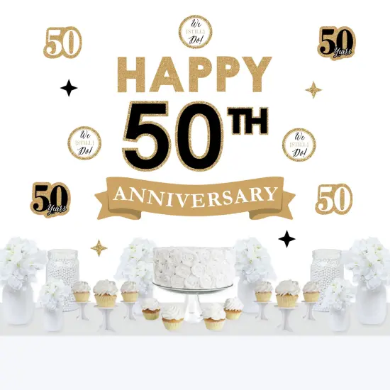 Big Dot of Happiness We Still Do - 50th Wedding Anniversary - Peel and Stick Anniversary Party Decoration - Wall Decals Backdrop {1}