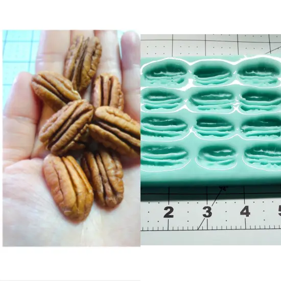 12pc Pecan Shape Silicone Mold | Realistic Food Shape For Soap Embeds | Candle Embeds | Wax Melts Silicone Mold {2}