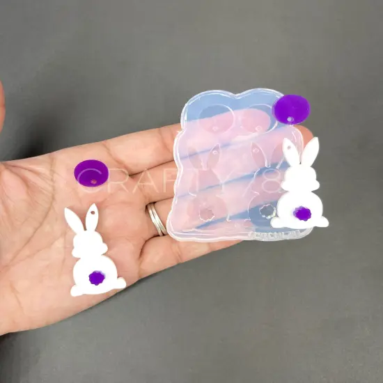 Bunny Dangle Earring Silicone Mold Layer (D5) {1}