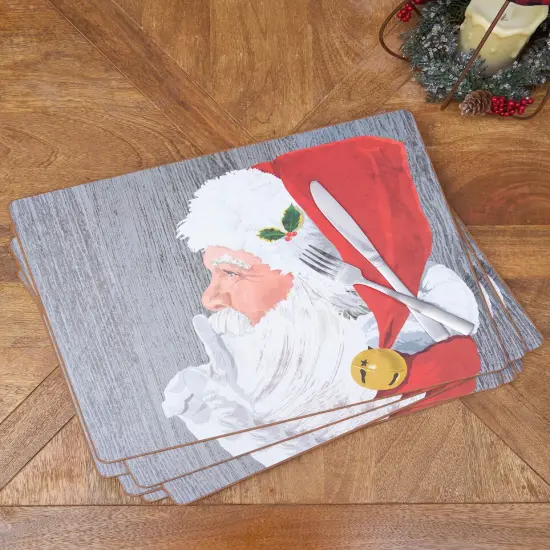Santa Hardboard Placemat, Set of 6, 13" x 16" {5}