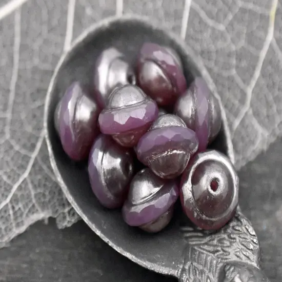 *10* 8x10mm Platinum Washed Pink Opaline Saturn Beads {3}